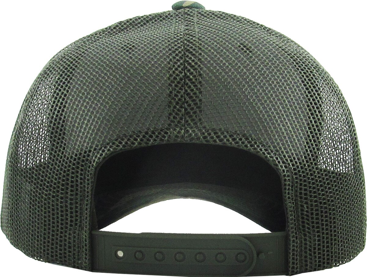 Camouflage Olive Classic 6 Panel Trucker Mesh Snapback Back View